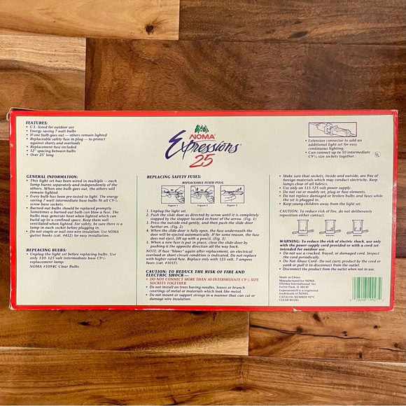 Vintage Noma Expressions Outdoor Christmas String Light Set 25 Clear New. - Picture 2 of 6